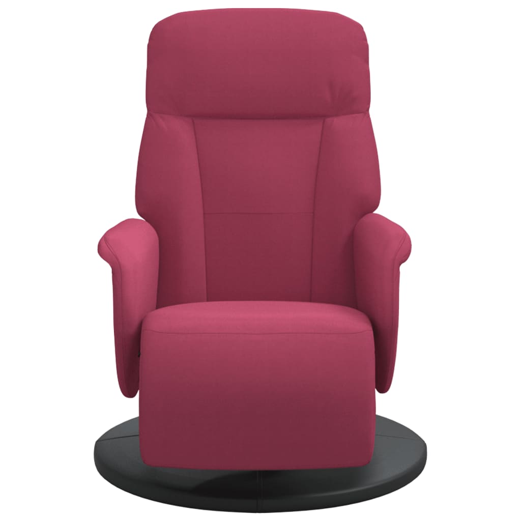 Fauteuil verstelbaar met voetensteun fluweel wijnrood