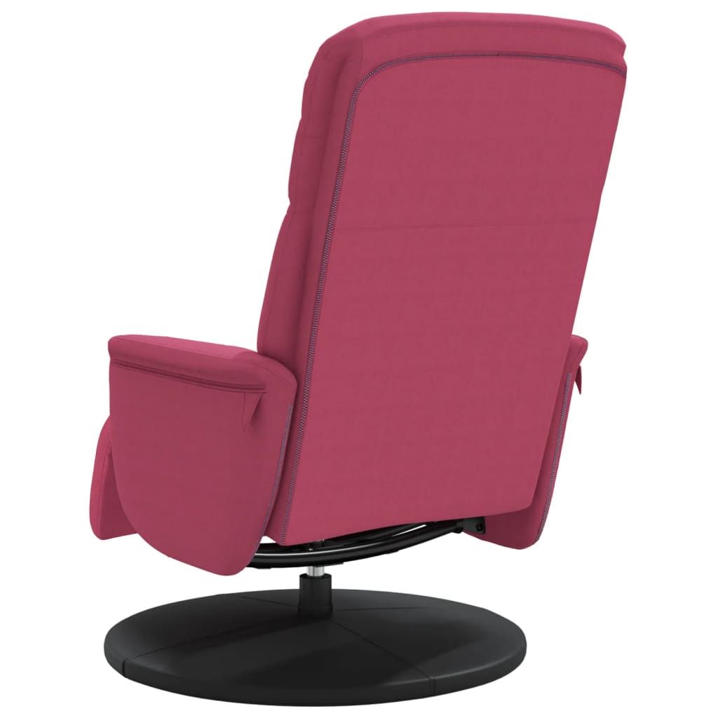 Fauteuil verstelbaar met voetensteun fluweel wijnrood