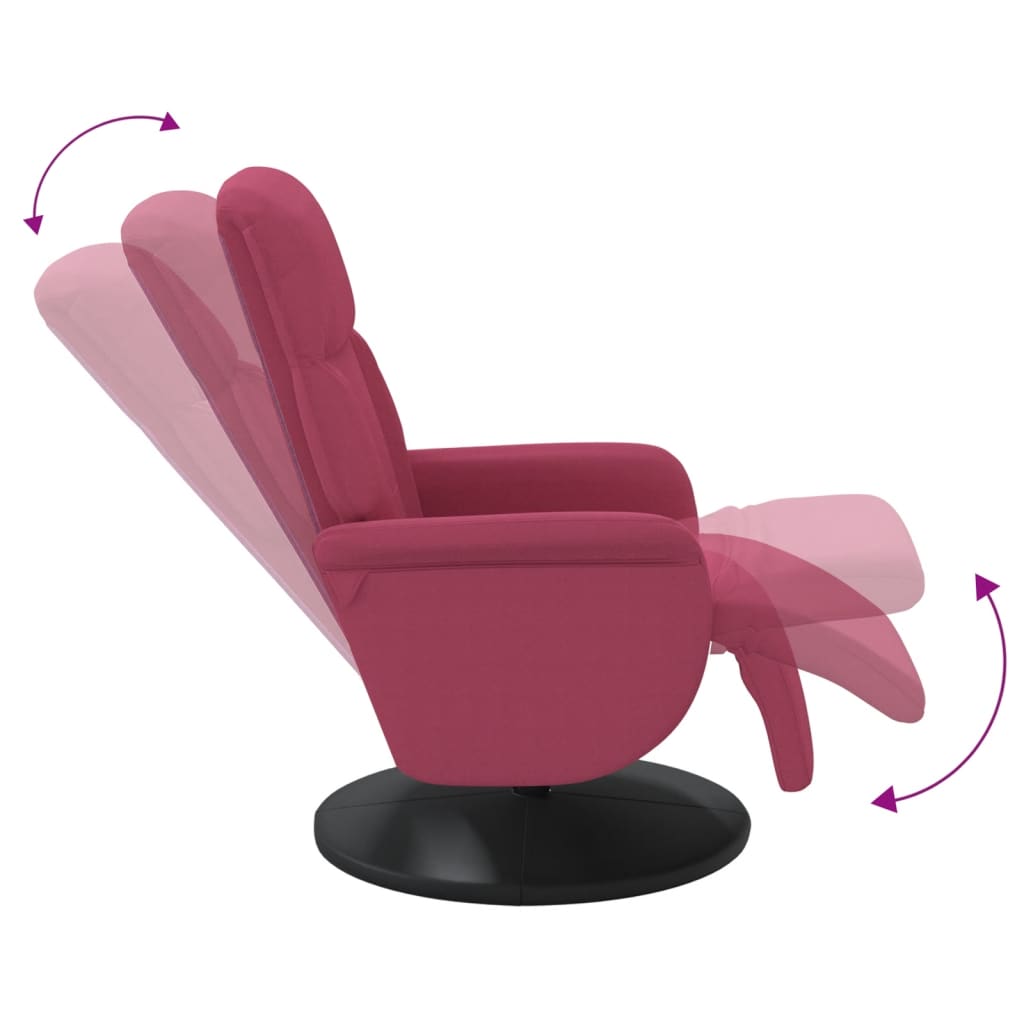 Fauteuil verstelbaar met voetensteun fluweel wijnrood