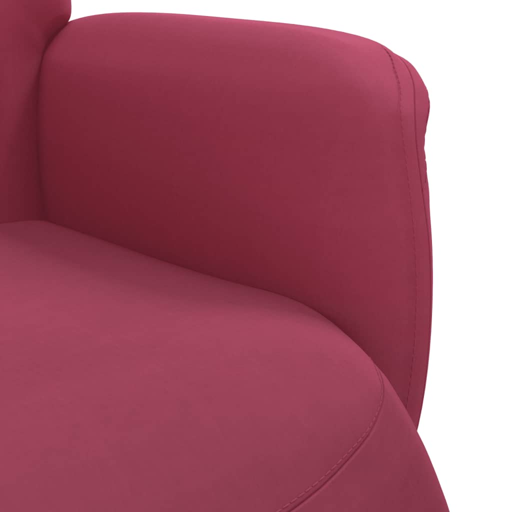 Fauteuil verstelbaar met voetensteun fluweel wijnrood