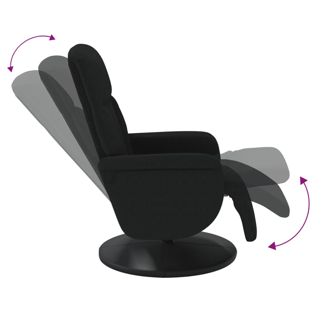 Fauteuil met voetensteun verstelbaar fluweel zwart