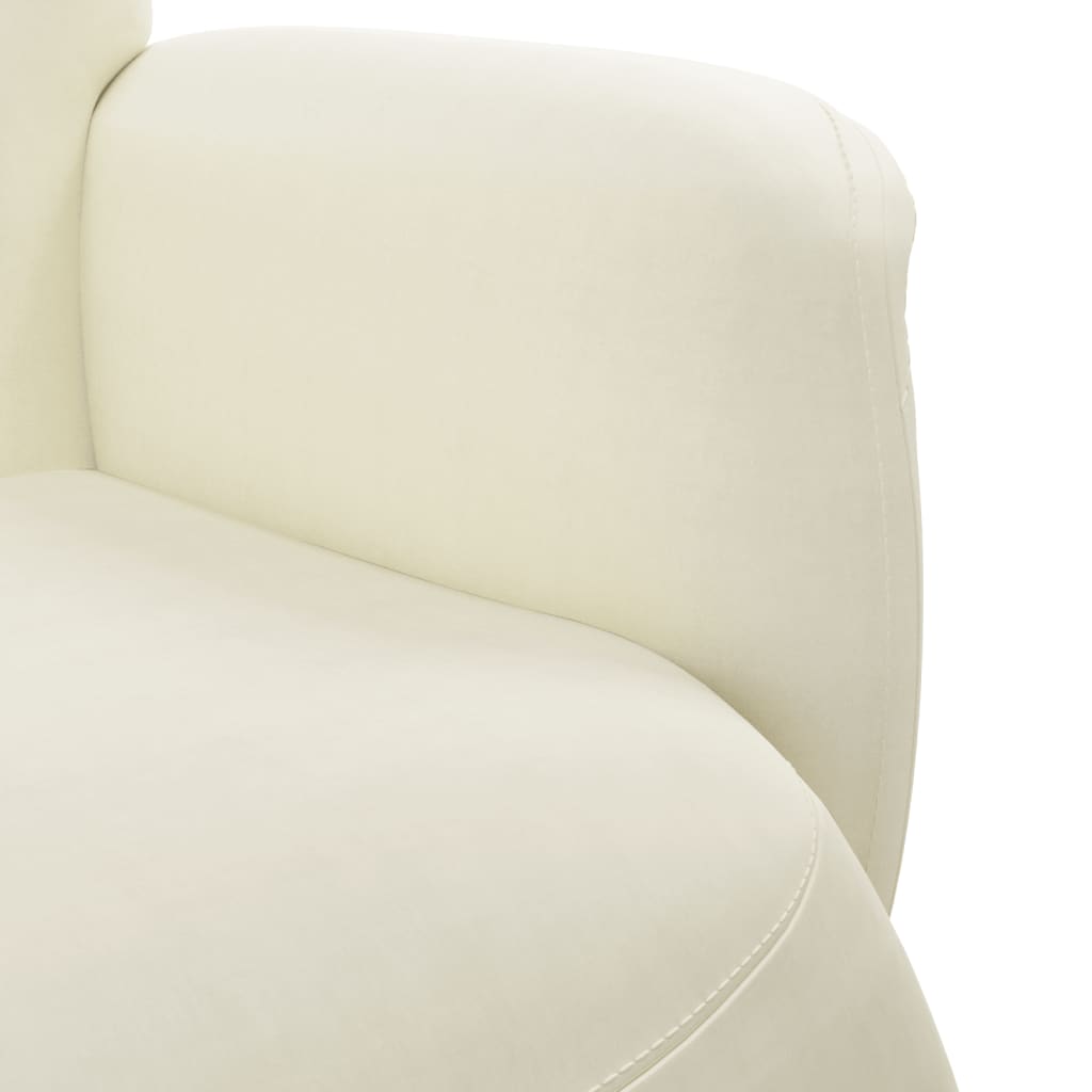 Fauteuil met voetensteun verstelbaar fluweel crèmekleurig