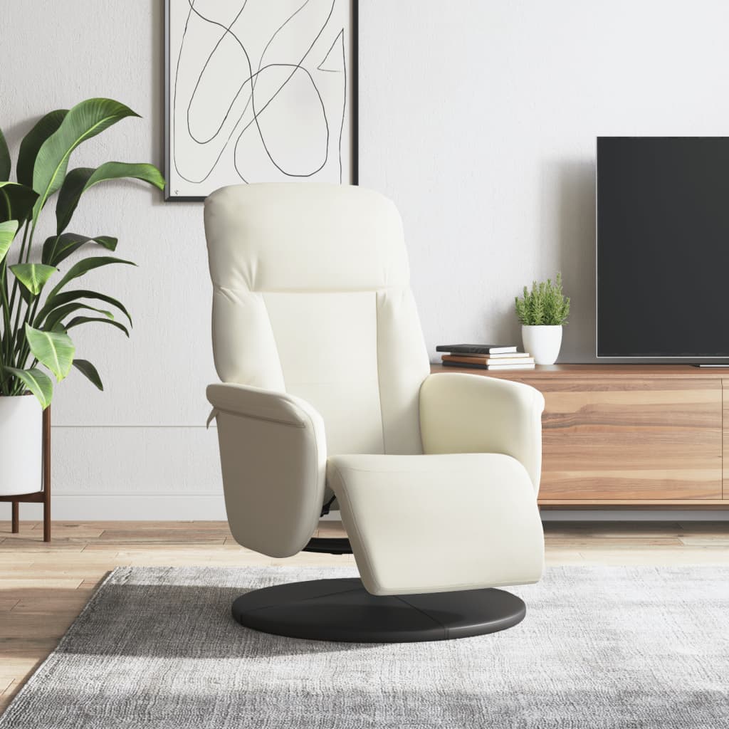 Fauteuil met voetensteun verstelbaar fluweel crèmekleurig