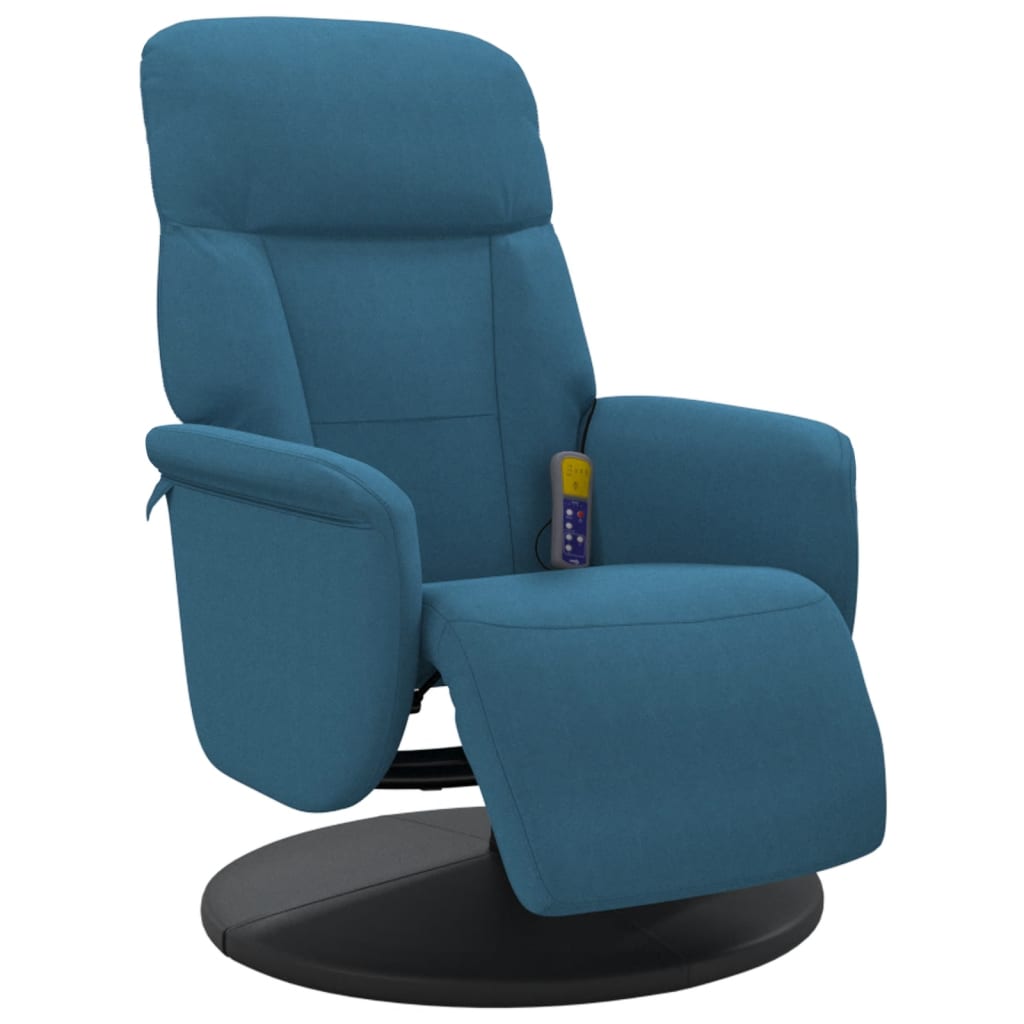 Massagestoel verstelbaar met voetensteun fluweel blauw