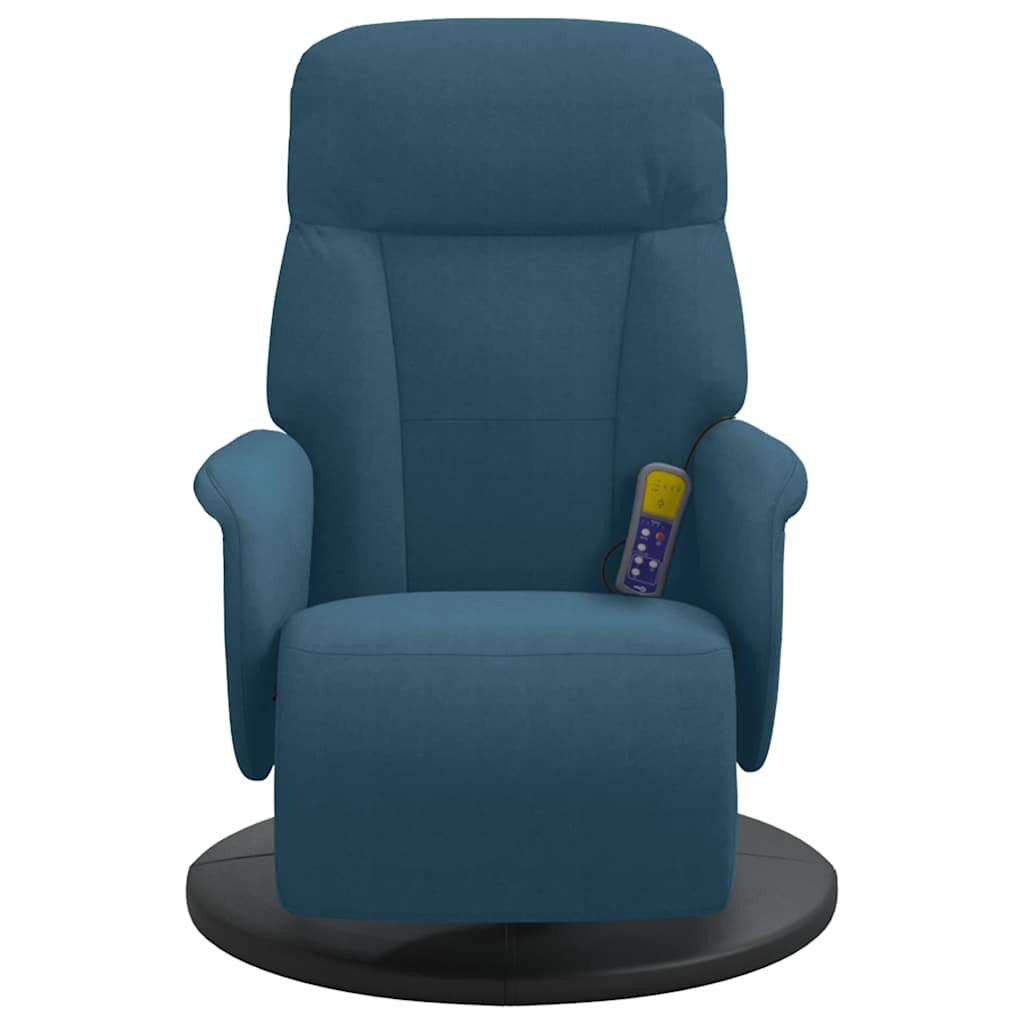 Massagestoel verstelbaar met voetensteun fluweel blauw
