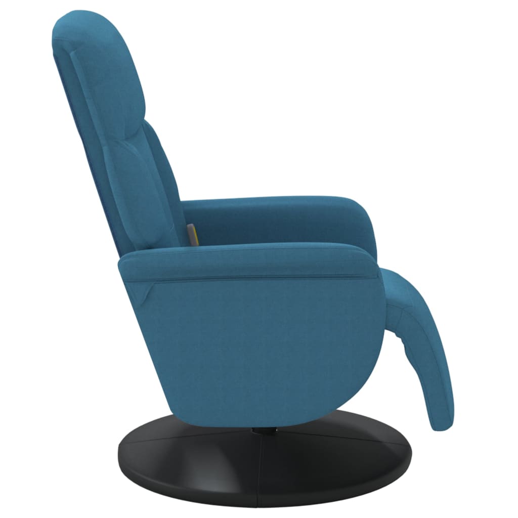 Massagestoel verstelbaar met voetensteun fluweel blauw