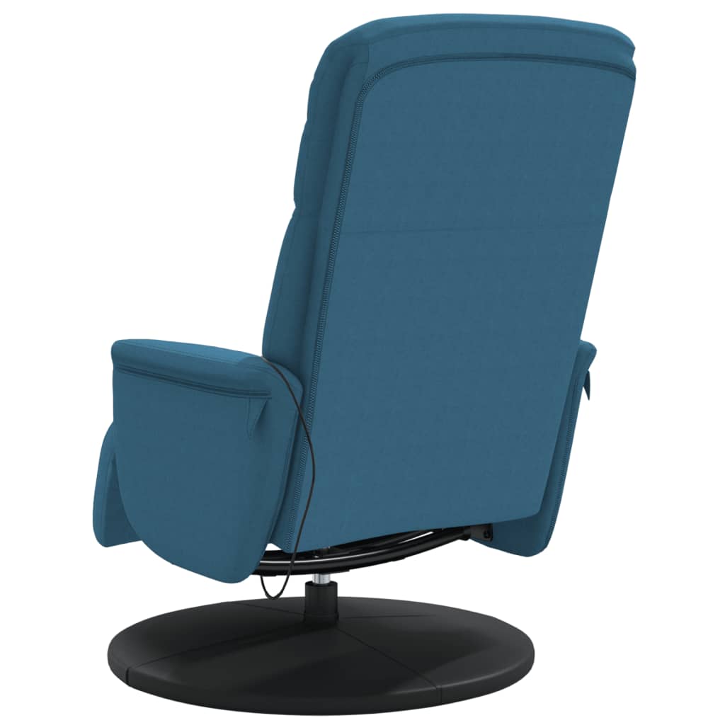 Massagestoel verstelbaar met voetensteun fluweel blauw