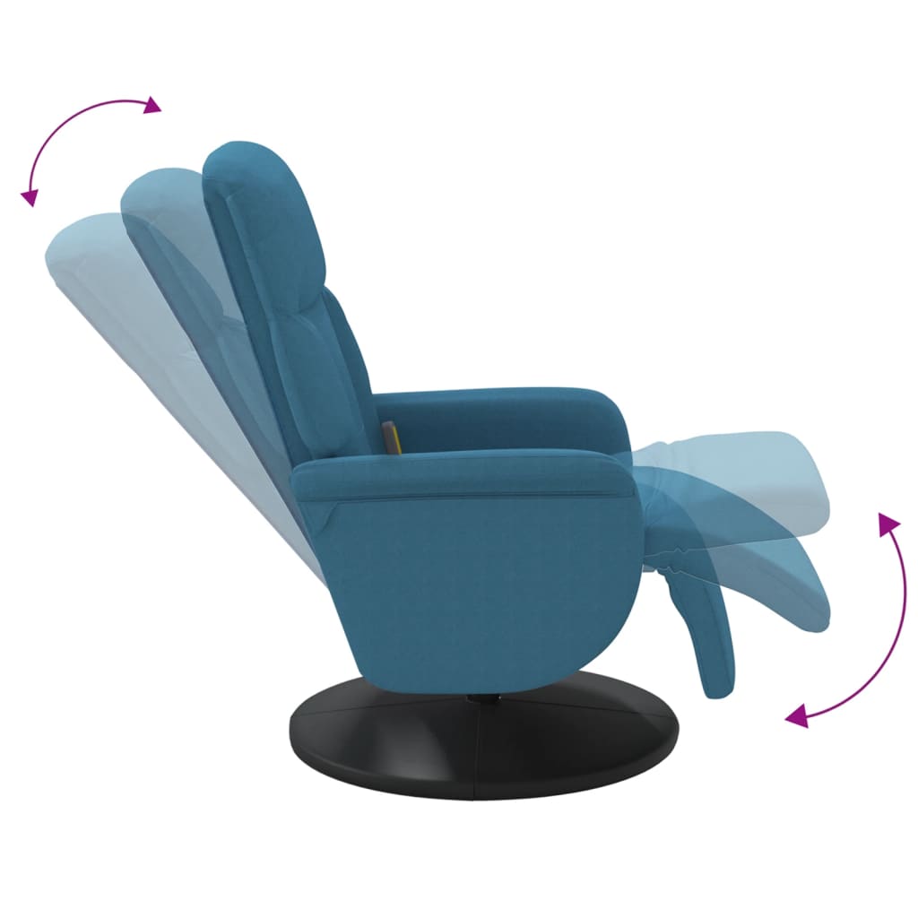 Massagestoel verstelbaar met voetensteun fluweel blauw