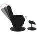 Massagestoel verstelbaar met voetenbank fluweel zwart