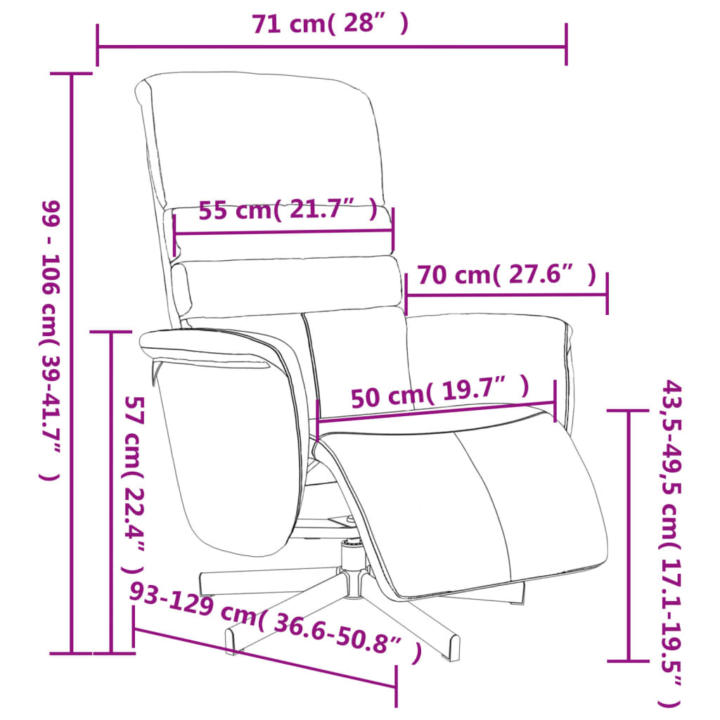 Fauteuil verstelbaar met voetensteun kunstleer zwart