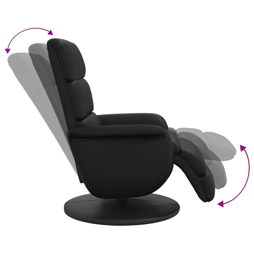 Fauteuil verstelbaar met voetensteun kunstleer zwart