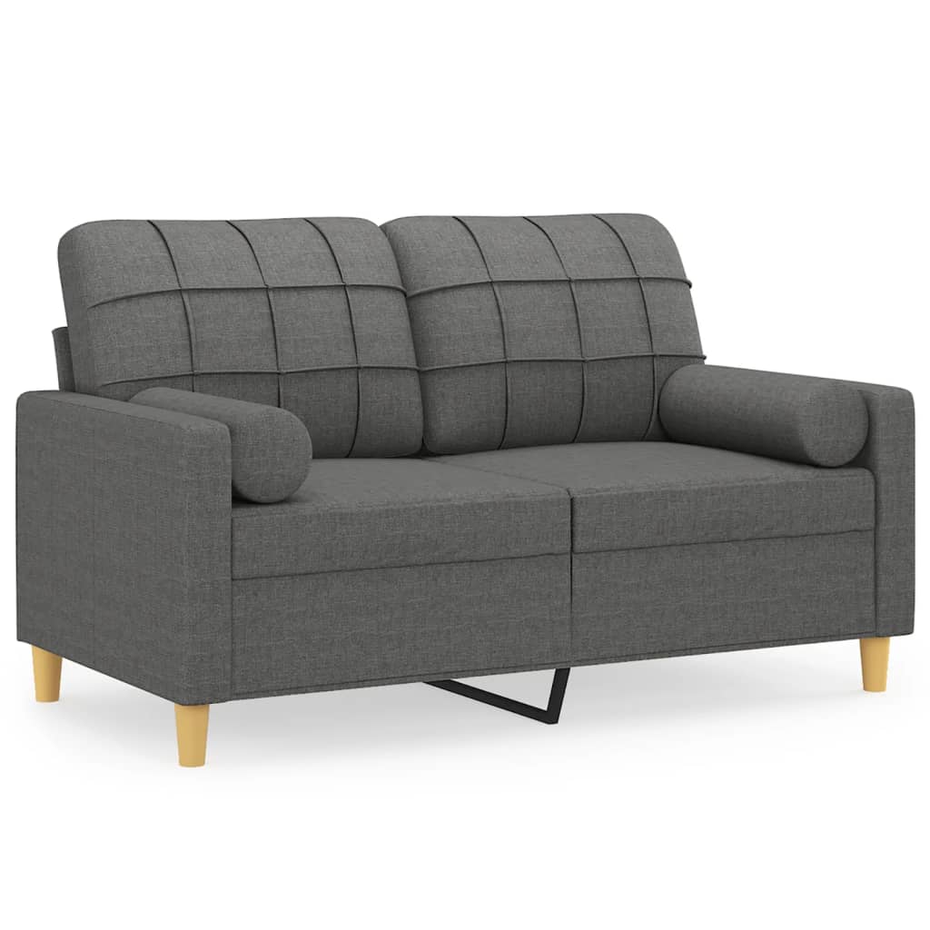 Tweezitsbank met sierkussens 120 cm stof donkergrijs