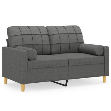 Tweezitsbank met sierkussens 120 cm stof donkergrijs