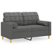 Tweezitsbank met sierkussens 120 cm stof donkergrijs
