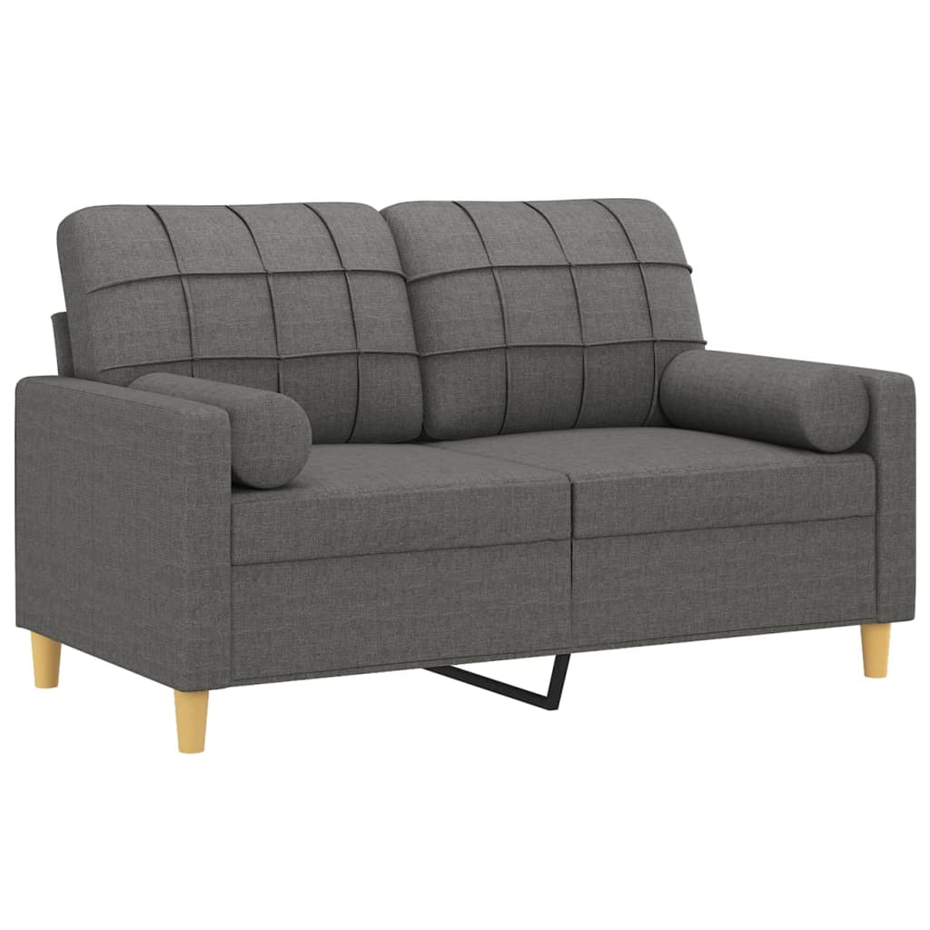 Tweezitsbank met sierkussens 120 cm stof donkergrijs