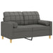 Tweezitsbank met sierkussens 120 cm stof donkergrijs