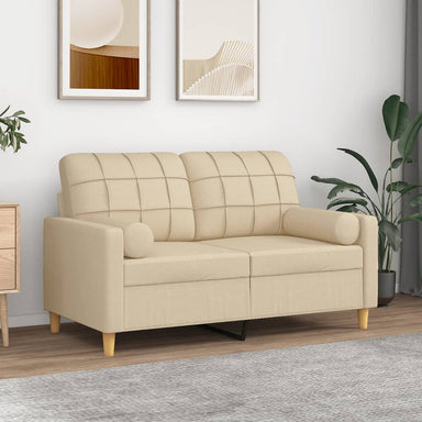 Tweezitsbank met sierkussens 120 cm stof crèmekleurig