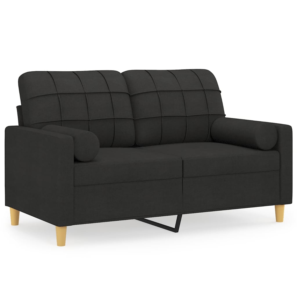 Tweezitsbank met sierkussens 120 cm stof zwart