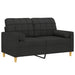 Tweezitsbank met sierkussens 120 cm stof zwart