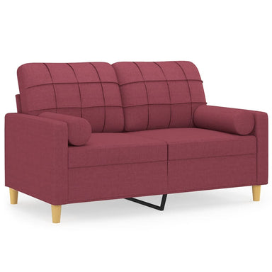 Tweezitsbank met sierkussens 120 cm stof wijnrood