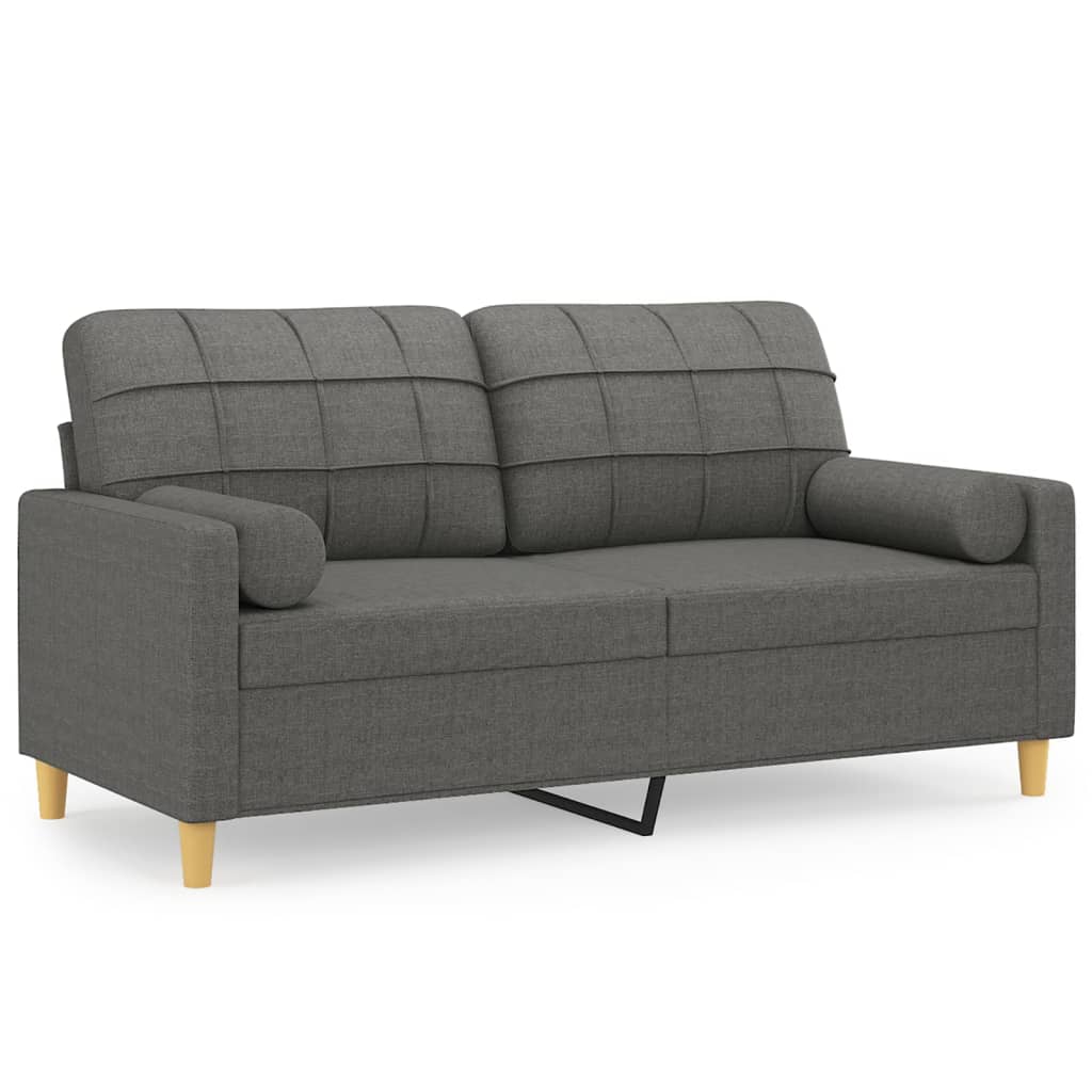 Tweezitsbank met sierkussens 140 cm stof donkergrijs