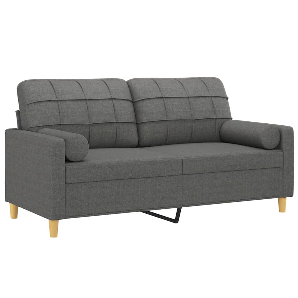 Tweezitsbank met sierkussens 140 cm stof donkergrijs