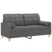 Tweezitsbank met sierkussens 140 cm stof donkergrijs