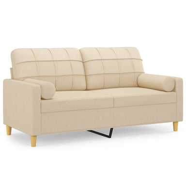 Tweezitsbank met sierkussens 140 cm stof crèmekleurig