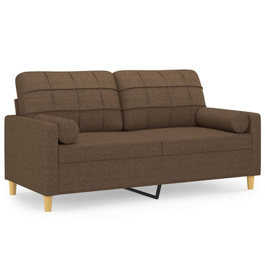 Tweezitsbank met sierkussens 140 cm stof bruin