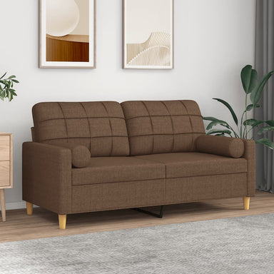 Tweezitsbank met sierkussens 140 cm stof bruin