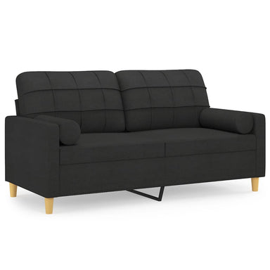Tweezitsbank met sierkussens 140 cm stof zwart