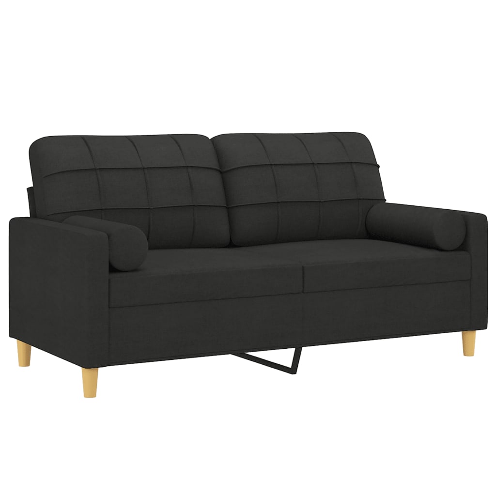 Tweezitsbank met sierkussens 140 cm stof zwart