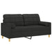 Tweezitsbank met sierkussens 140 cm stof zwart