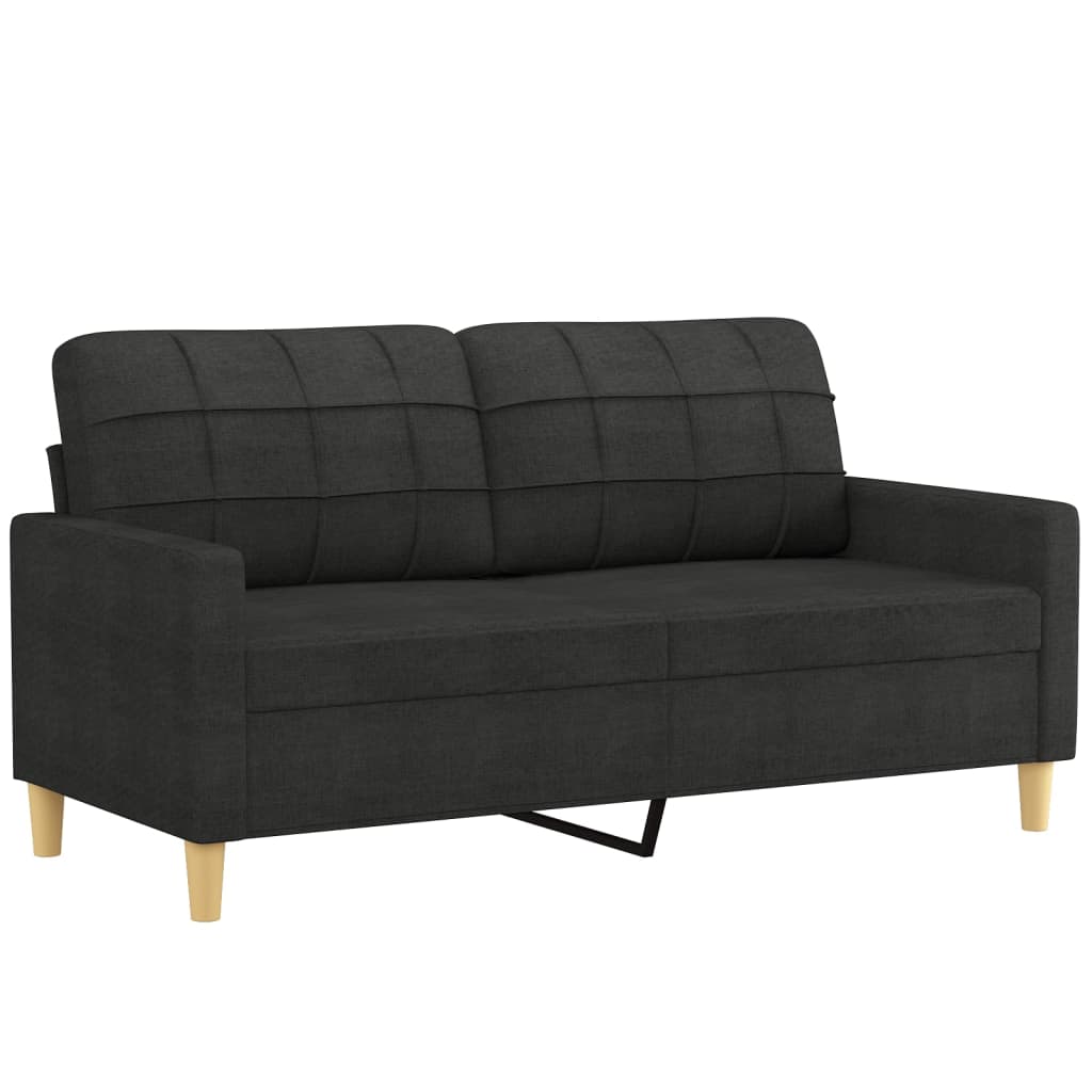 Tweezitsbank met sierkussens 140 cm stof zwart