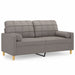 Tweezitsbank met sierkussens 140 cm stof taupe