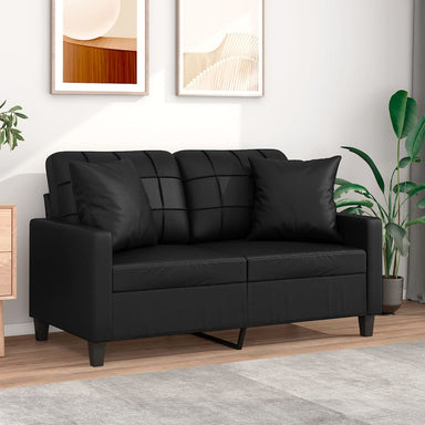 Tweezitsbank met sierkussens 120 cm kunstleer zwart