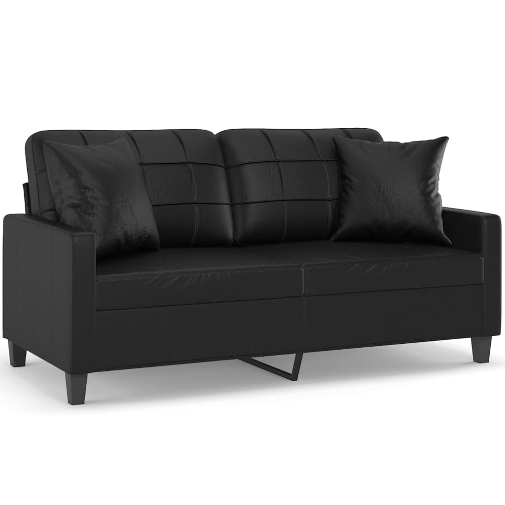 Tweezitsbank met sierkussens 140 cm kunstleer zwart