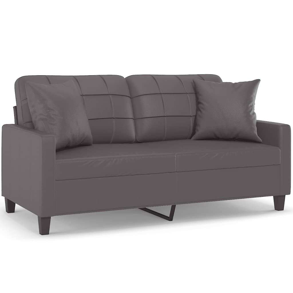 Tweezitsbank met sierkussens 140 cm kunstleer grijs