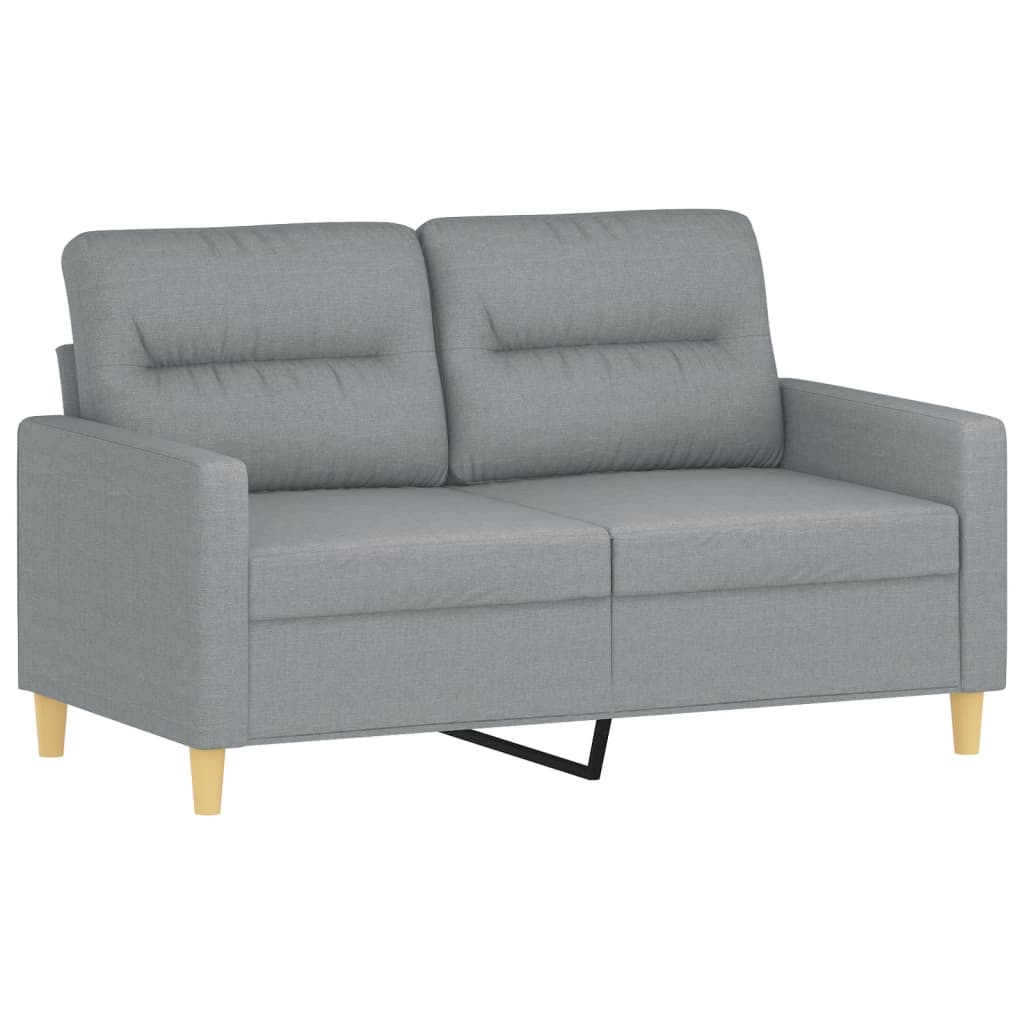 Tweezitsbank met sierkussens 120 cm stof lichtgrijs