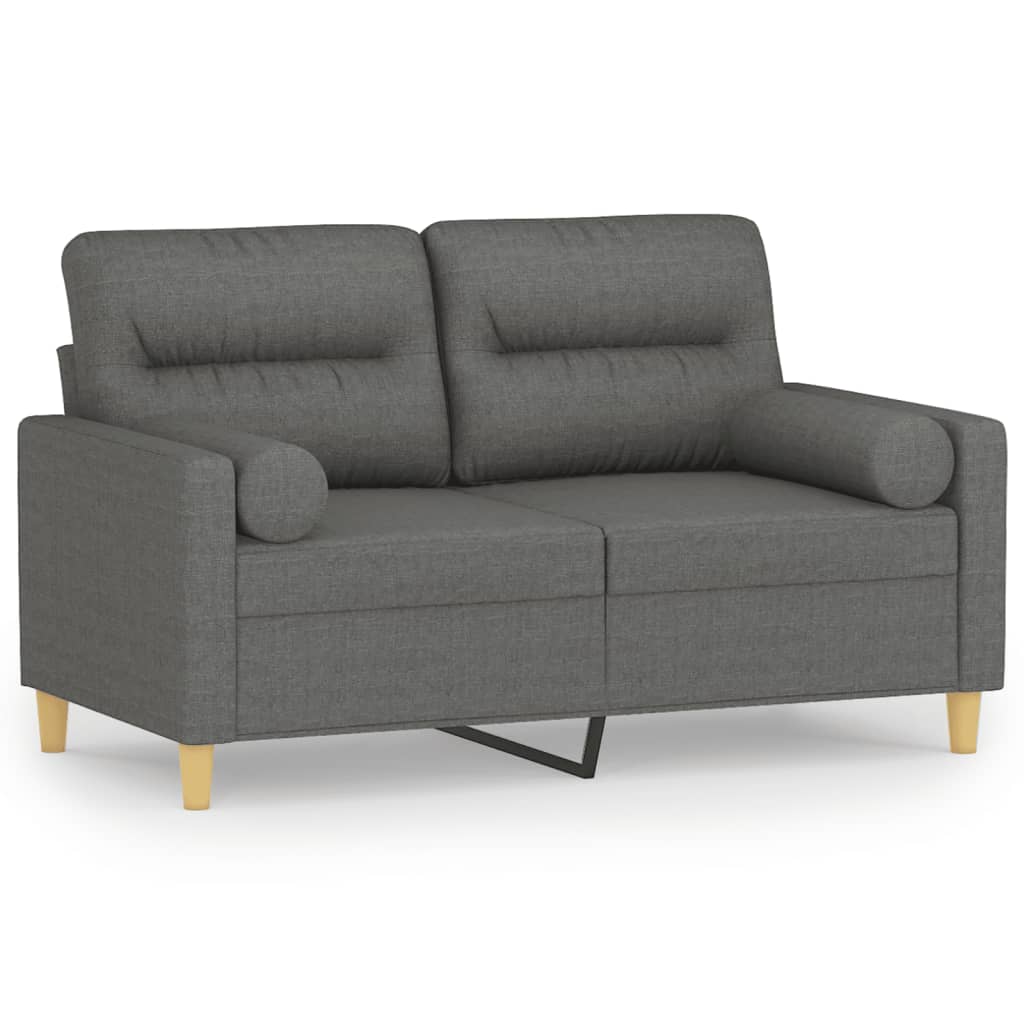 Tweezitsbank met sierkussens 120 cm stof donkergrijs