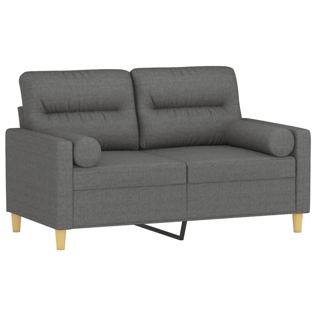 Tweezitsbank met sierkussens 120 cm stof donkergrijs