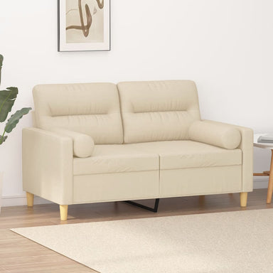 Tweezitsbank met sierkussens 120 cm stof crèmekleurig