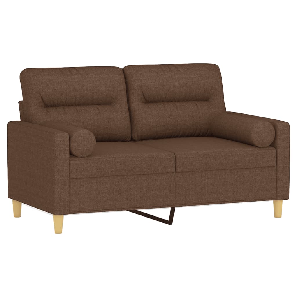 Tweezitsbank met sierkussens 120 cm stof bruin