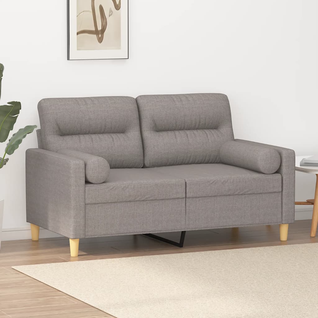 Tweezitsbank met sierkussens 120 cm stof taupe