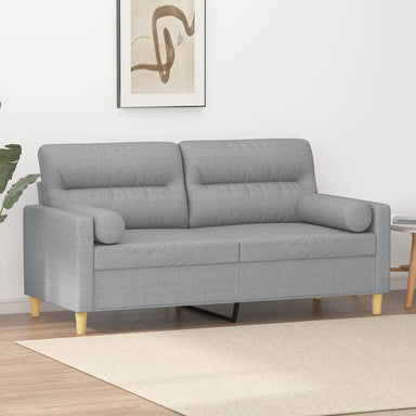 Tweezitsbank met sierkussens 140 cm stof lichtgrijs