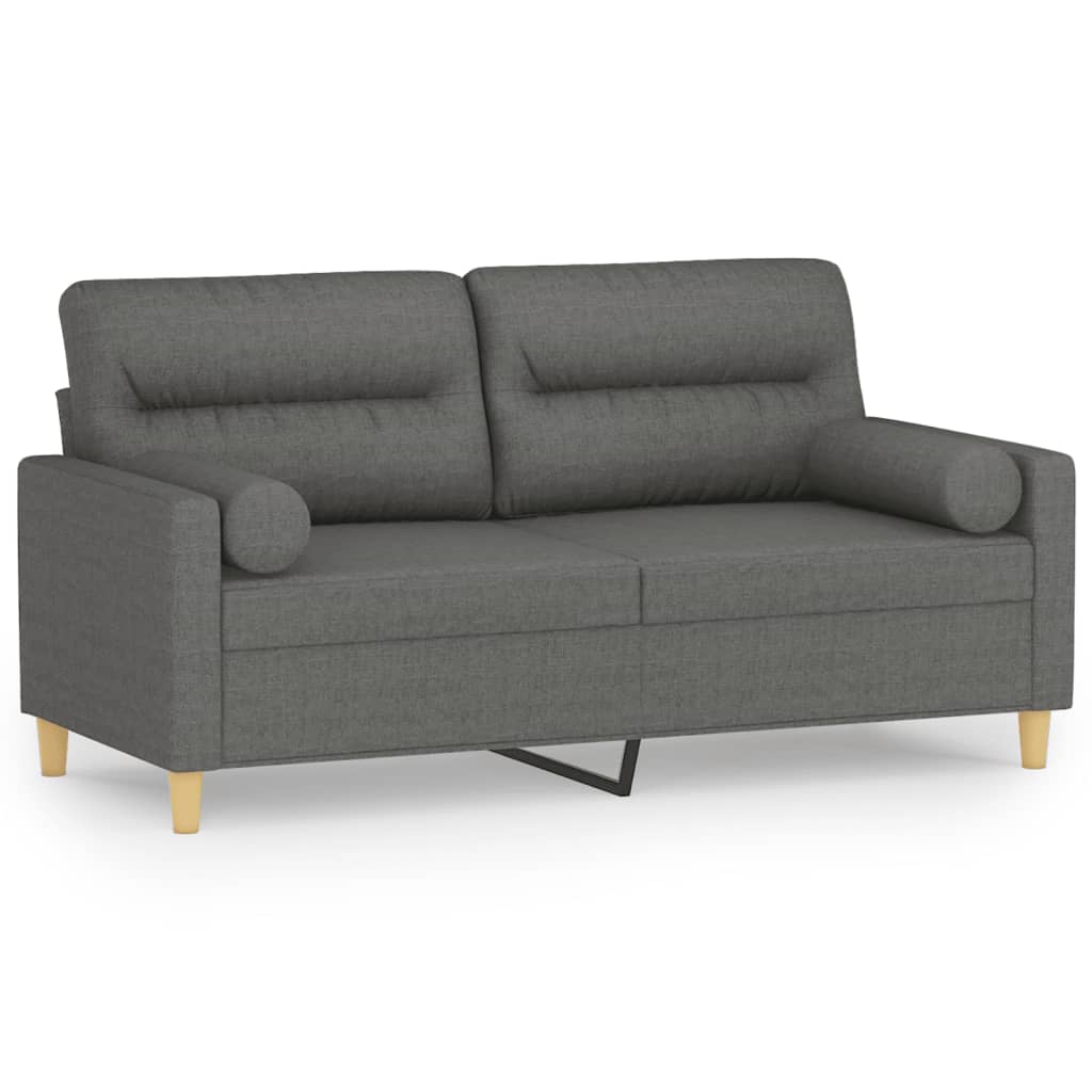 Tweezitsbank met sierkussens 140 cm stof donkergrijs