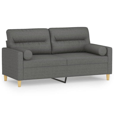 Tweezitsbank met sierkussens 140 cm stof donkergrijs