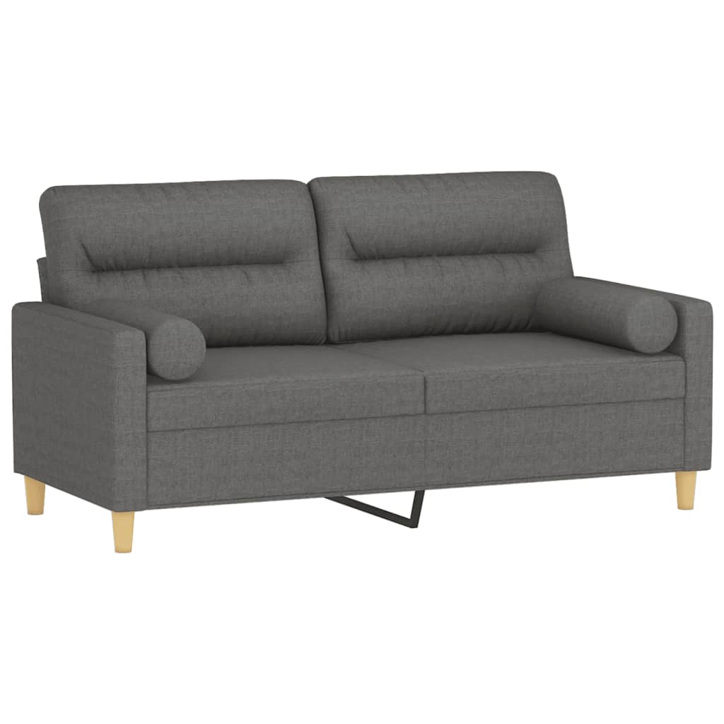Tweezitsbank met sierkussens 140 cm stof donkergrijs