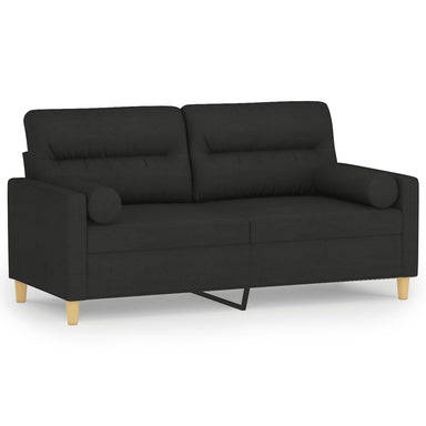 Tweezitsbank met sierkussens 140 cm stof zwart