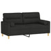 Tweezitsbank met sierkussens 140 cm stof zwart